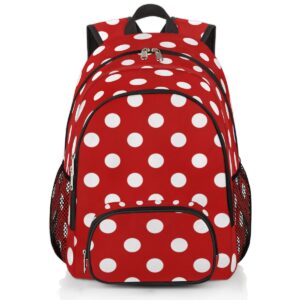 elementary school bags for teens, red white polka dot kids backpacks polka dot lightweight bookbags waterproof sturdy schoolbag daypack for girls boys