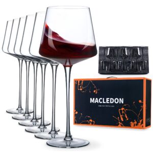 macleton wine glasses set of 6,hand blown red wine glasses lead-free premium crystal clear glass- gifts for wedding, anniversary, christmas- great gift packaging