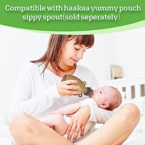 Haakaa Happii Bear Silicone Breast Milk Storage Bag-Refillable Baby Food Squeeze Pouch for Yogurt Puree -Reusable Milk Freezer Bag - Portable & No Leak BPA Free -9 oz 5PK