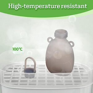 Haakaa Happii Bear Silicone Breast Milk Storage Bag-Refillable Baby Food Squeeze Pouch for Yogurt Puree -Reusable Milk Freezer Bag - Portable & No Leak BPA Free -9 oz 5PK