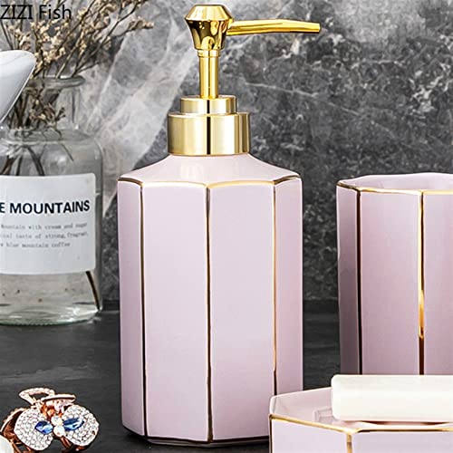 Soap Pump Dispenser Bathroom Accessory Ceramics Vanity Countertop Accessory Set Bathroom Set Includes Lotion Dispenser Bottles Dispenser (Color : 1)