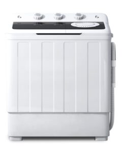 tabu 28lbs portable washing machine with drain pump, laundry compact washer machine, twin tub washing machine, washer and spiner machine for dorms, apartments, rvs (white & black)