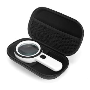 30x magnifying glass with light and case - reading magnifying glass handheld large glass lens magnifier ideal for seniors, inspection, coins, stamps, jewelry, macular degeneration