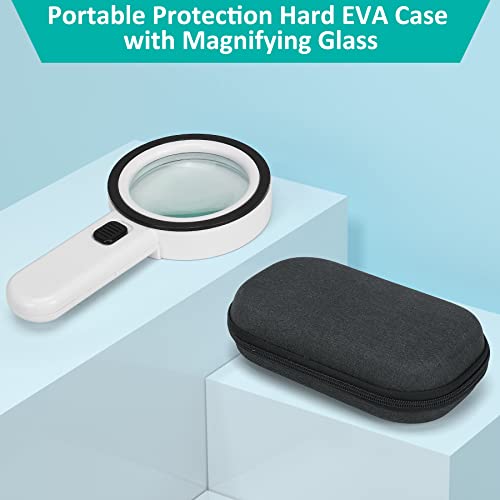 30X Magnifying Glass with Light and Case - Reading Magnifying Glass Handheld Large Glass Lens Magnifier Ideal for Seniors, Inspection, Coins, Stamps, Jewelry, Macular Degeneration