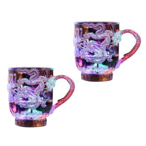fomiyes mug 2pcs led cups light up flashing beer mugs 285ml automatic water activated color changing wine whisky glasses drinkware mugs glow in the dark shot glasses for party mens gifts