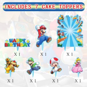 Party Decorations for Marrriio Cake Topper Set Birthday Party Supplies Decor, 7 counts