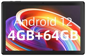 sgin tablet android 12 tablets 10.1 inch tablet with 4gb ram 64gb rom, 1.6 ghz octa-core processor, fhd 1280x800, 2mp + 5mp dual camera, bluetooth 5.0, gps, 6000mah, 256gb expansion, black