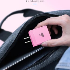 [2 Pack] USB C Charger Block, Aioneus 40W 4-Port QC+PD 3.0 Power Adapter, Fast Charging Block Type C Multiport Plug USB C Wall Charger for iPhone 15 14 Plus Pro Max 13 12, iPad, Samsung(Pink & Purple)