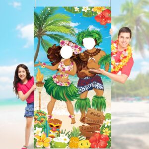 hiparty hawaiian luau party decorations luau couple photo door banner tiki luau photo props for beach party tiki banner background photography for tropical themed decoration