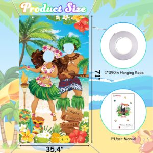 HiParty Hawaiian Luau Party Decorations Luau Couple Photo Door Banner Tiki Luau Photo Props for Beach Party Tiki Banner Background Photography for Tropical Themed Decoration
