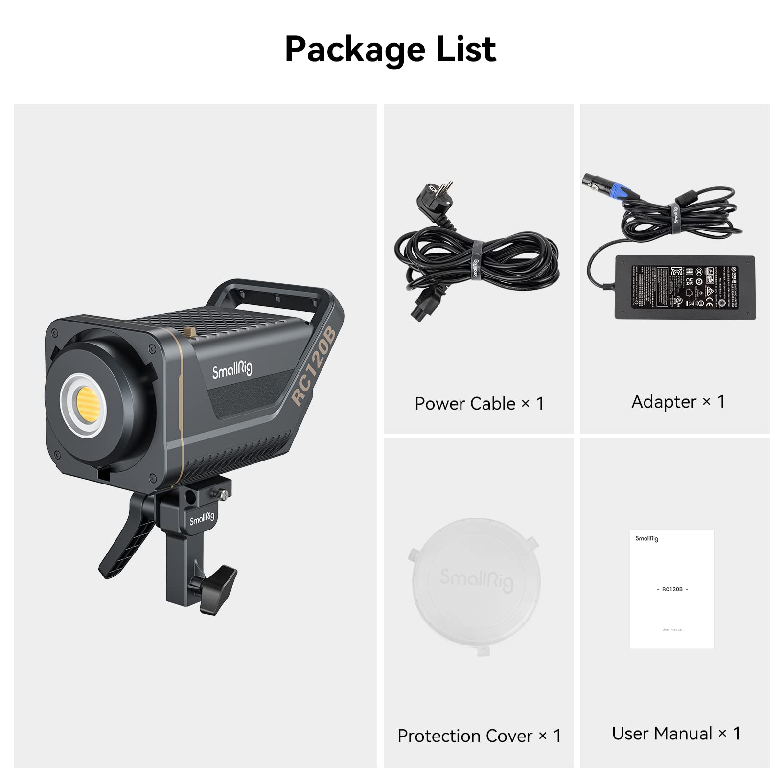 SmallRig RC 120B 120W COB LED Video Light, 2700K-6500K, 4,450Lux@1m and SmallGoGo App Control, TLCI 96+ CRI 95+, 9 Lighting Effects, Support AC Adapter and 14.4V/26V V-Mount Battery- 4207