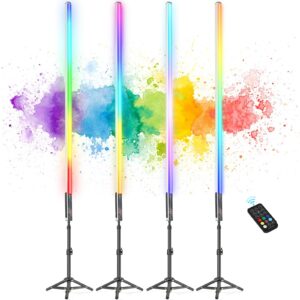 4 pack 4ft portable battery powered tube light 120cm handheld led tube lights with tripods, 500 vivid effects, light tube for video and photography，light painting，youtube，video，tik tok and dance club