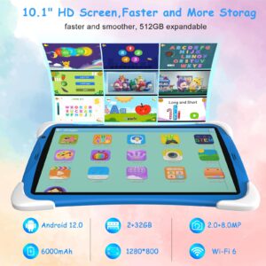 HOTTABLET Kids Tablet 10 inch, Android 12 Tablet for Kids, Parental Control Toddler Tablets, 32GB ROM 512GB Expand, Kids Apps Pre-Installed, Dual Camera, WiFi-6, Shockproof Kickstand Case