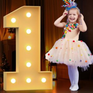 tongjoy 3ft marquee numbers, marquee light up numbers 1 for 1st 16th 21st birthday decorations, 10th anniversary party decor, large light up numbers, diy pre-cut foam board kit, mosaic numbers