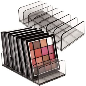 cenbee makeup palette organizer(2 pack)acrylic eyeshadow palette pallet,7 sectons bpa-free divided make up blush,contour storage holder cosmetic eye shadow display stand clear rack vanity holder(grey)