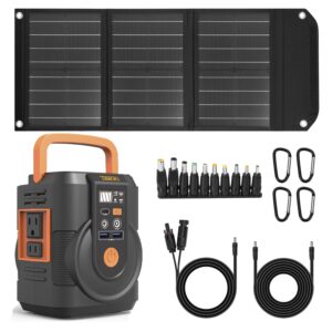 takki 111wh portable power station with 30w solar panel included for camping outdoor emergency backup supply