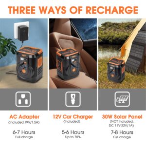 Takki 111Wh Portable Power Station with 30W Solar Panel included for Camping Outdoor Emergency Backup Supply