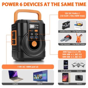 Takki 111Wh Portable Power Station with 30W Solar Panel included for Camping Outdoor Emergency Backup Supply