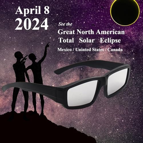 Solar Eclipse Glasses Approved 2024 in Durable Plastic Frame, NASA Approved and CE & ISO Certified (6 Pack Adult)