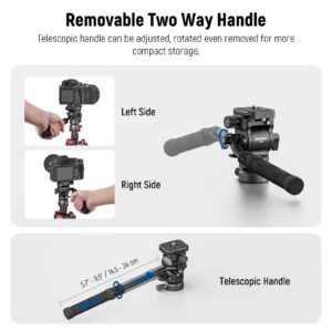 NEEWER Tripod Fluid Head with +/-10° Leveling Base(37mm Dia.), Metal Pan Tilt Head with Arca Type QR Plate, Telescopic Handle for Compact Video Camera DSLR Camera, Max Load 8.8lb/4kg, GM27