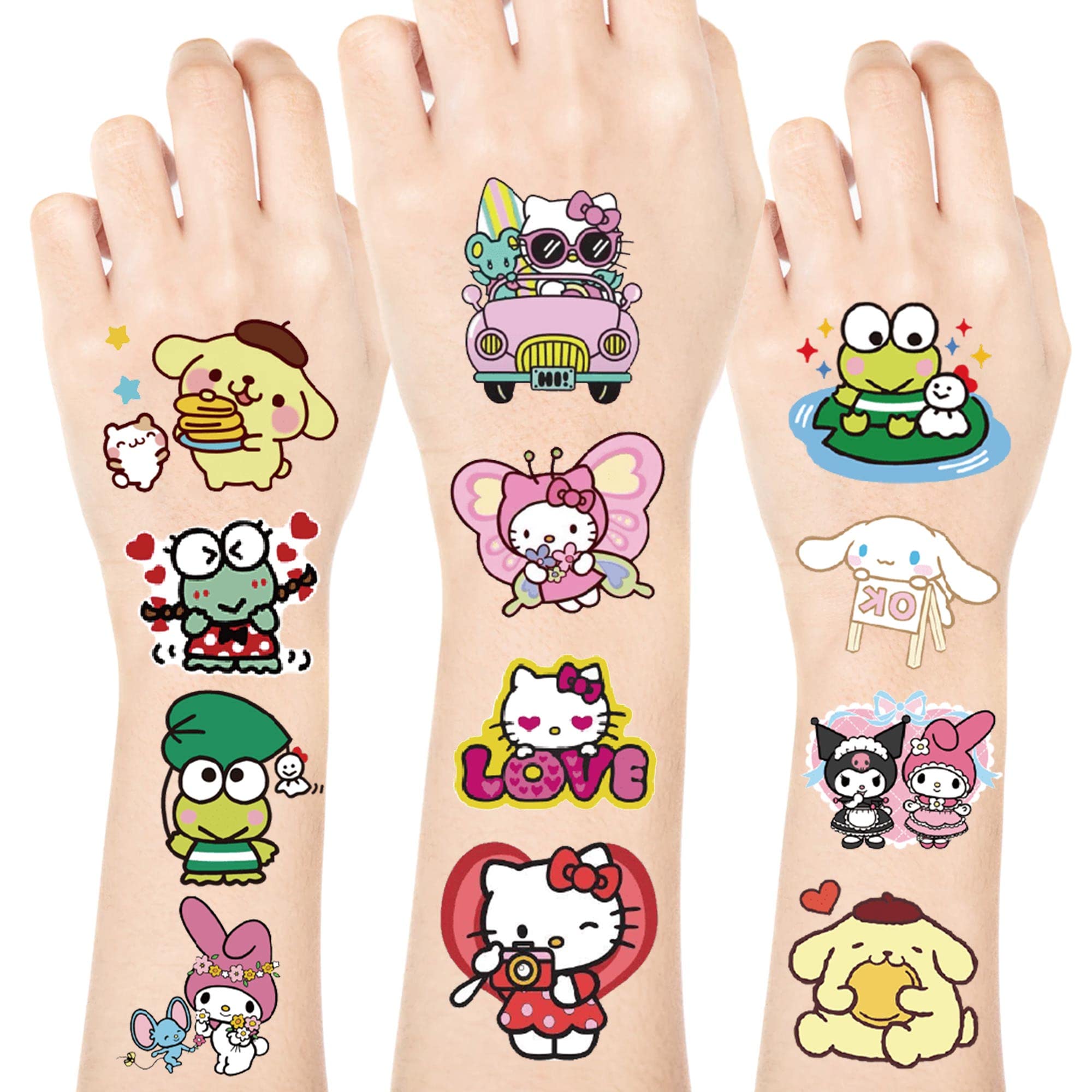 120 PCS Kitty Party Favor Tattoo Sticker, Kitty Cute Cartoon Temporary Tattoos For Kids Tattoos Party Favor Pack For Kids Girls Boys Party Gifts Birthday Decorations Party Game Rewards