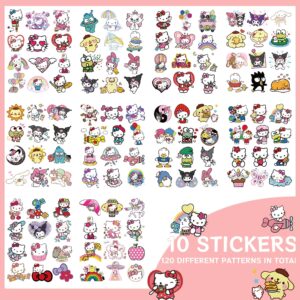 120 PCS Kitty Party Favor Tattoo Sticker, Kitty Cute Cartoon Temporary Tattoos For Kids Tattoos Party Favor Pack For Kids Girls Boys Party Gifts Birthday Decorations Party Game Rewards