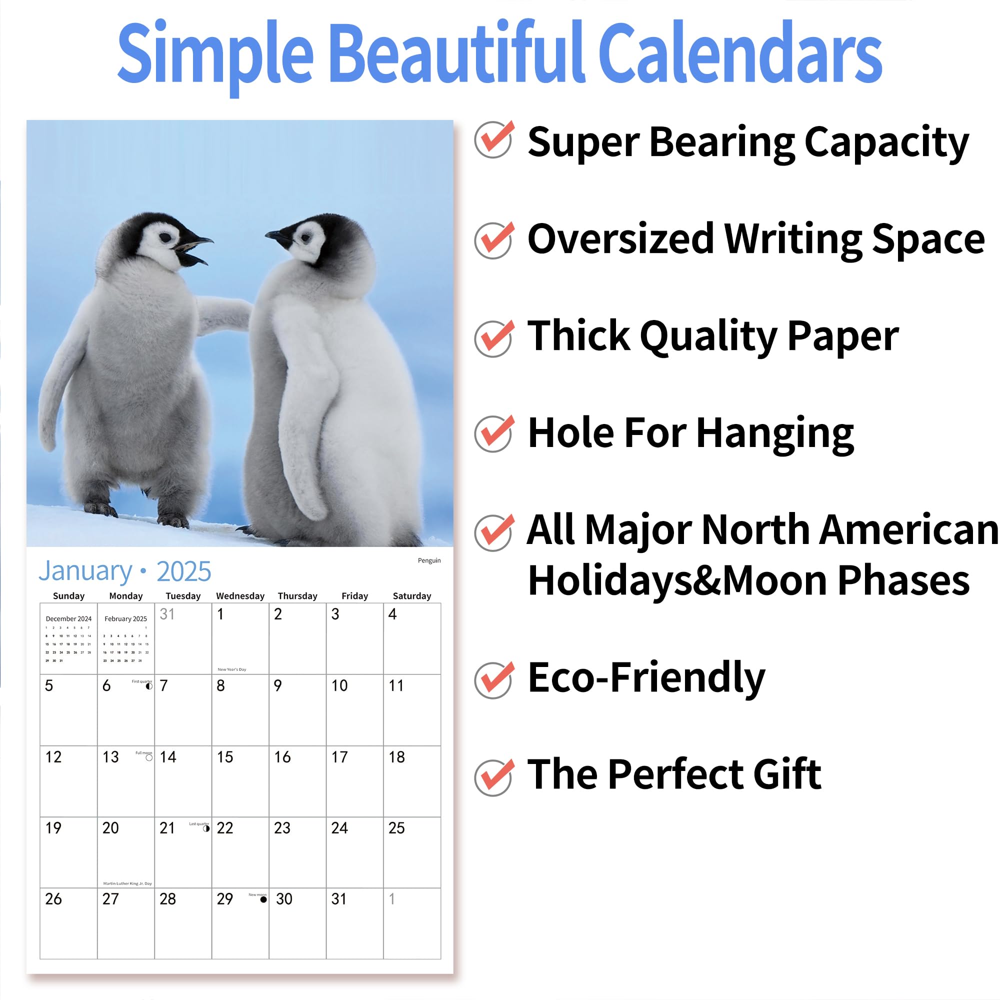 2024 Wall Calendar,Calendar 2024, July 2024 - December 2025, Wall Calendar Baby Animals, 12" x 24" Opened,Full Page Months Thick & Sturdy Paper for Gift Perfect Calendar Organizing & Planning