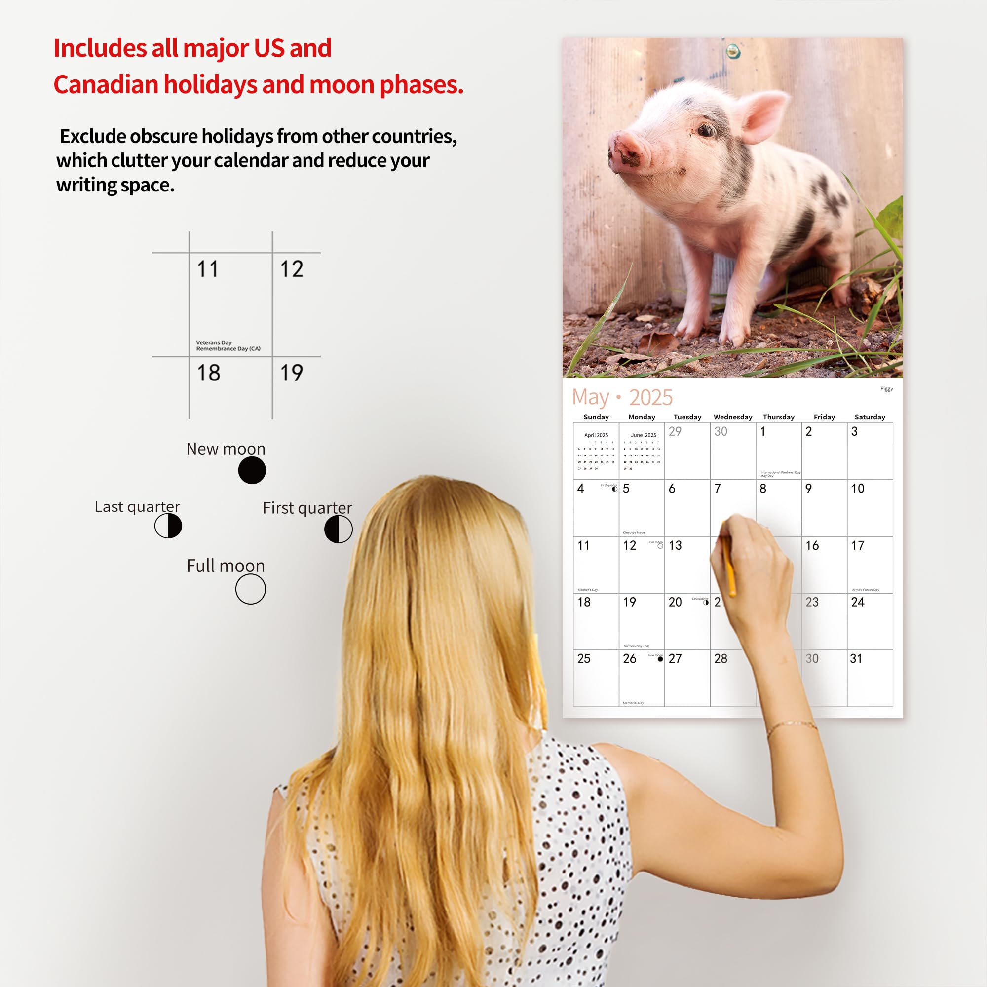 2024 Wall Calendar,Calendar 2024, July 2024 - December 2025, Wall Calendar Baby Animals, 12" x 24" Opened,Full Page Months Thick & Sturdy Paper for Gift Perfect Calendar Organizing & Planning