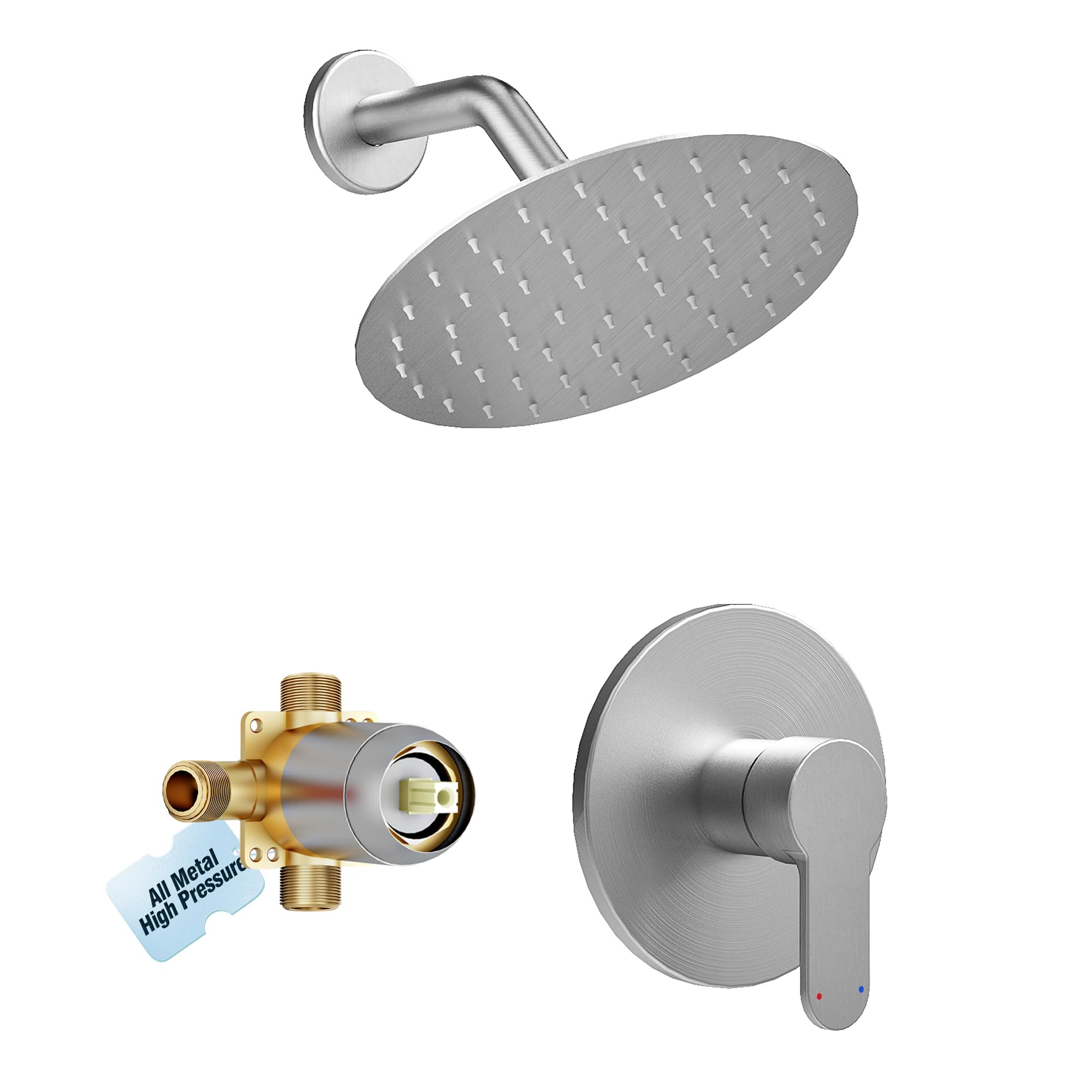 HomGoo Shower Faucet Set with Valve, Shower Faucets Sets Complete（Valve Included) with 6 Inch High-Pressure Rian Shower Head,Brushed Nickel