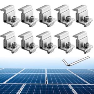 anbte 10pcs solar panel end clamp 30-45mm adjustable, aluminum z brackets for solar panels include 10 screws m8, solar panel mounting bracket for solar panel pv mounting system, silver