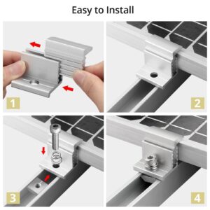 Anbte 10PCS Solar Panel End Clamp 30-45mm Adjustable, Aluminum Z Brackets for Solar Panels Include 10 Screws M8, Solar Panel Mounting Bracket for Solar Panel PV Mounting System, Silver