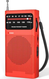 goodes portable radio am fm, transistor radio with loud speaker, headphone jack, 2aa battery operated radio for long range reception, portable radio for indoor, outdoor and emergency use