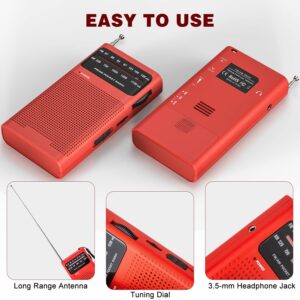 Goodes Portable Radio AM FM, Transistor Radio with Loud Speaker, Headphone Jack, 2AA Battery Operated Radio for Long Range Reception, Portable Radio for Indoor, Outdoor and Emergency Use