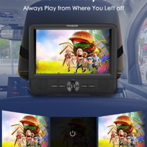 FANGOR 7.5" Dual Portable DVD Player for Car, Car DVD Player Dual Screen Play a Same or Two Different Movies with Headrest Strap, Regions Free, Support Last Memory, AV Out & in, USB/SD Card