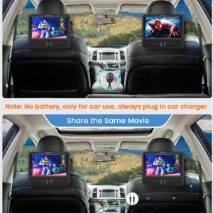 FANGOR 7.5" Dual Portable DVD Player for Car, Car DVD Player Dual Screen Play a Same or Two Different Movies with Headrest Strap, Regions Free, Support Last Memory, AV Out & in, USB/SD Card