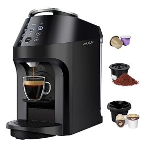 vimukun coffee maker for gronds coffee, coffee and espresso machine combo, 19 bar pressure pump, removable water tank