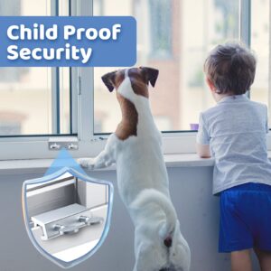 Sliding Glass Door Lock Window Lock - Childproof 2Pack Unobtrusive Transparent Adhesive Secure Slide Door Lock for Window Patio Cabinet Closet, Security Bar Safety Guards Kids Toddler Baby Proofing