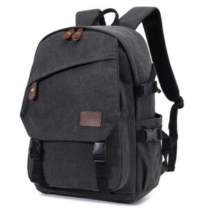 augur canvas backpack for men casual daypack vintage rucksack laptop backpack fit 15-17 inch travel hiking backpack(35l-black)