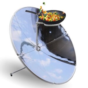 portable concentrating solar cooker 1000-1500w thermal power camping outdoor solar cooker, 1472-1832°f solar concentrator for cooking, boiling water, heating