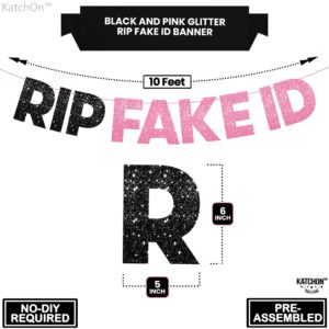 KatchOn, Black and Pink RIP Fake ID Banner - Glitter, 10 Feet, No DIY | 21st Birthday Banner, 21st Birthday Decorations for Her | 21st Birthday Sign, Happy 21 birthday decorations | Finally 21 Banner