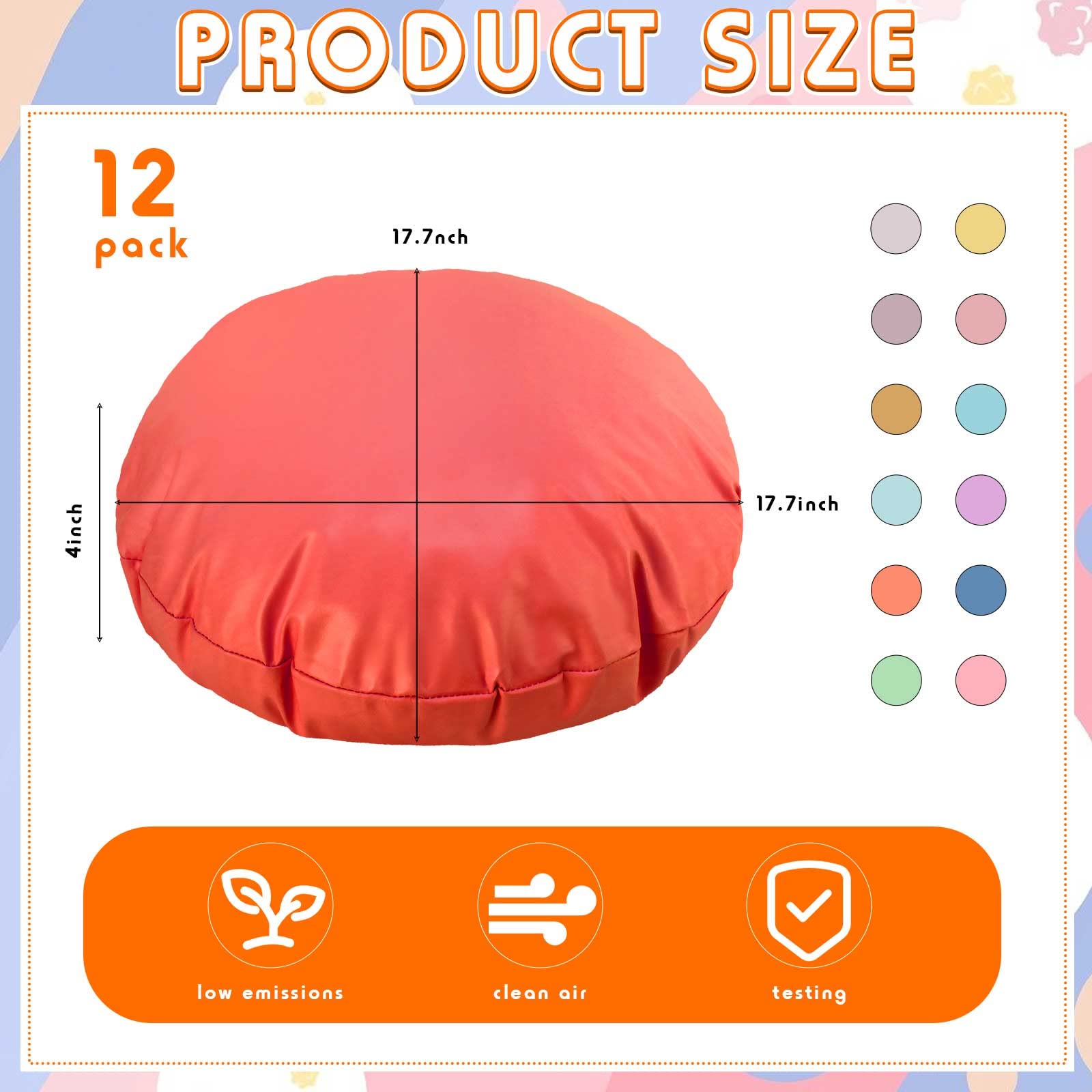 Timgle 12 Pcs 17.7 Inch Extra Large Round Floor Cushions Bulk Thicken Bigger Kids Flexible Floor Seating Soft Circle Floor Seat Pillows for Kids Toddler Home, Daycare, Classroom, Yoga, Kindergarten