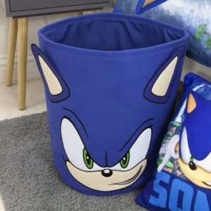 Character World Sonic the Hedgehog Official Storage Bin | Sonic Head Design, Toy Box Laundry Basket | Organiser For Children's Bedroom, Kids Playroom | 38 x 31 x 31cm Cotton Canvas