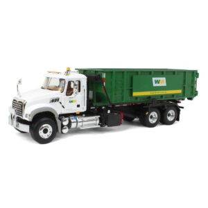 first gear 1/34 mack granite mp waste management truck w/roll-off container 10-4305d