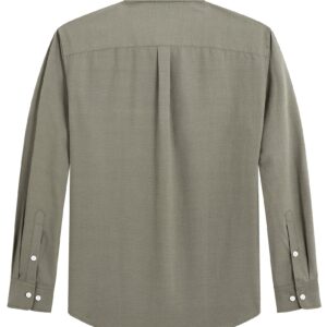 J.VER Men's Pinpoint Oxford Dress Shirts Long Sleeve Button Down Collar Shirt with Pocket Light Olive Green Large