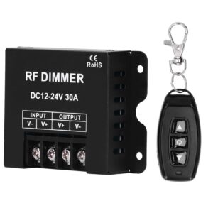 DC 12V-24V LED Dimmer, 3 Keys Remote Control Dimmer, 30A Large Power Dimmer Light Switch for MR16 LED Spotlights LED Recessed Lights LED Strip Lights, 98.4Ft Remote Control Distance