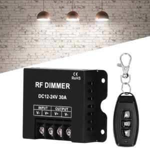 DC 12V-24V LED Dimmer, 3 Keys Remote Control Dimmer, 30A Large Power Dimmer Light Switch for MR16 LED Spotlights LED Recessed Lights LED Strip Lights, 98.4Ft Remote Control Distance