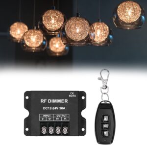 DC 12V-24V LED Dimmer, 3 Keys Remote Control Dimmer, 30A Large Power Dimmer Light Switch for MR16 LED Spotlights LED Recessed Lights LED Strip Lights, 98.4Ft Remote Control Distance