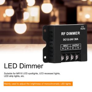 DC 12V-24V LED Dimmer, 3 Keys Remote Control Dimmer, 30A Large Power Dimmer Light Switch for MR16 LED Spotlights LED Recessed Lights LED Strip Lights, 98.4Ft Remote Control Distance