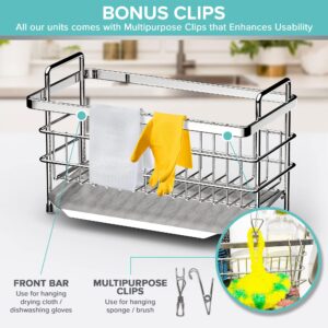 Soon Neat Sink Caddy with a divider - Kitchen Sink Organizer - Quick Draining, Stainless Steel Tray