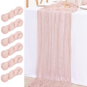 mlmw 6 pack cheesecloth table runner bulk 14ft gauze table runner 35 × 170 inch rustic cheese cloth table runner for easter wedding baby shower birthday bridal party decorations dusty pink